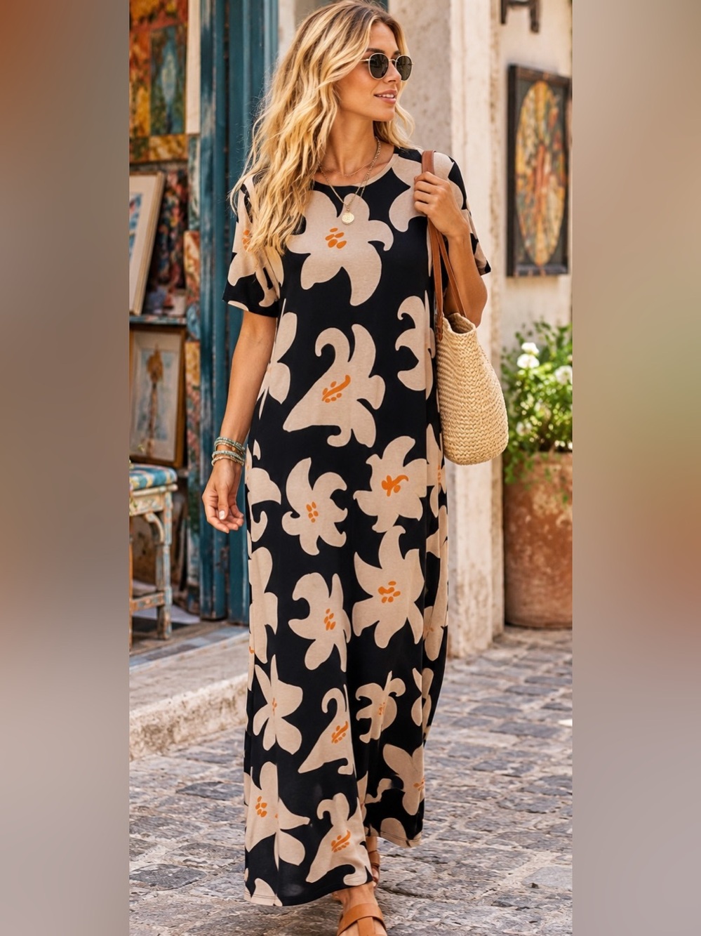 Marimekko Kalliokielo Villinarsissi Maxi Dress S Black Floral Cotton Boho Artsy